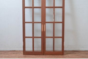 アンティーク建具　レトロな雰囲気漂う両開き扉1対2枚セット (ガラス扉、ドア)(R-081582)