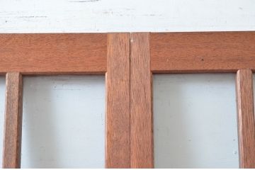 アンティーク建具　レトロな雰囲気漂う両開き扉1対2枚セット (ガラス扉、ドア)(R-081582)