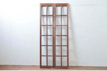 アンティーク建具　レトロな雰囲気漂う両開き扉1対2枚セット (ガラス扉、ドア)(R-081583)