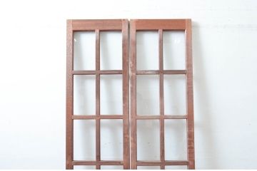 アンティーク建具　レトロな雰囲気漂う両開き扉1対2枚セット (ガラス扉、ドア)(R-081583)
