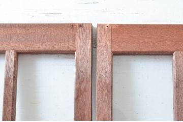 アンティーク建具　レトロな雰囲気漂う両開き扉1対2枚セット (ガラス扉、ドア)(R-081583)