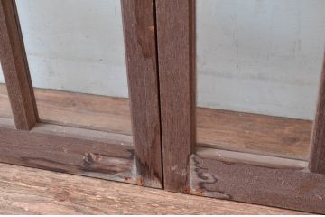 アンティーク建具　レトロな雰囲気漂う両開き扉1対2枚セット (ガラス扉、ドア)(R-081583)