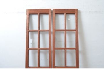 アンティーク建具　レトロな雰囲気漂う両開き扉1対2枚セット (ガラス扉、ドア)(R-081583)