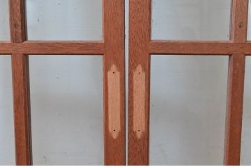 アンティーク建具　レトロな雰囲気漂う両開き扉1対2枚セット (ガラス扉、ドア)(R-081583)