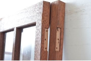 アンティーク建具　レトロな雰囲気漂う両開き扉1対2枚セット (ガラス扉、ドア)(R-081583)