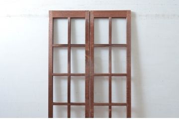 アンティーク建具　レトロな雰囲気漂う両開き扉1対2枚セット (ガラス扉、ドア)(R-081584)
