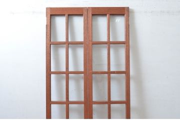 アンティーク建具　レトロな雰囲気漂う両開き扉1対2枚セット (ガラス扉、ドア)(R-081584)