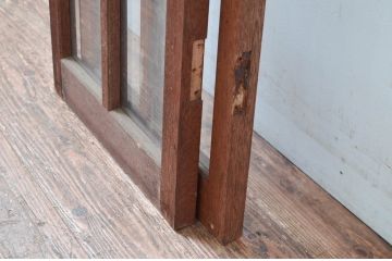 アンティーク建具　レトロな雰囲気漂う両開き扉1対2枚セット (ガラス扉、ドア)(R-081584)