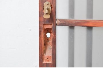 アンティーク建具　古民家スタイルにおすすめなガラス入り幅狭の玄関戸2枚セット(ガラス戸、引き戸、格子戸)(R-081585)