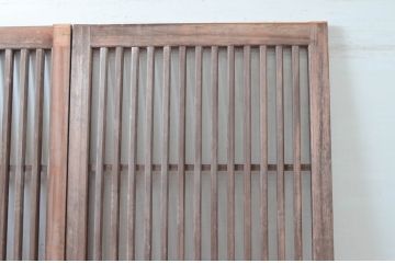 アンティーク建具　数寄屋のガラスなし格子戸2枚セット(荒格子戸、引き戸)(R-081586)