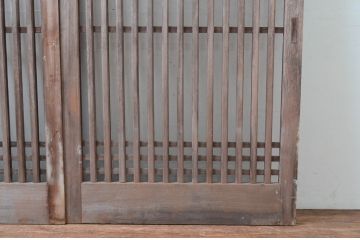 アンティーク建具　数寄屋のガラスなし格子戸2枚セット(荒格子戸、引き戸)(R-081586)
