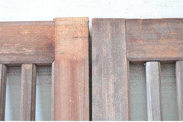 アンティーク建具　数寄屋のガラスなし格子戸2枚セット(荒格子戸、引き戸)(R-081586)