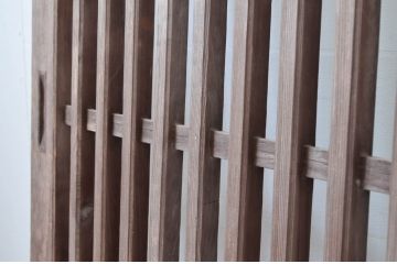 アンティーク建具　数寄屋のガラスなし格子戸2枚セット(荒格子戸、引き戸)(R-081586)