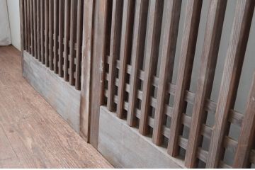 アンティーク建具　数寄屋のガラスなし格子戸2枚セット(荒格子戸、引き戸)(R-081586)