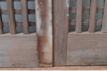 アンティーク建具　数寄屋のガラスなし格子戸2枚セット(荒格子戸、引き戸)(R-081586)