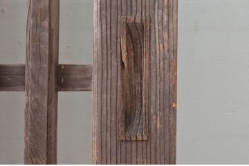 アンティーク建具　数寄屋のガラスなし格子戸2枚セット(荒格子戸、引き戸)(R-081586)