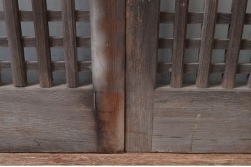 アンティーク建具　数寄屋のガラスなし格子戸2枚セット(荒格子戸、引き戸)(R-081586)