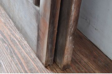 アンティーク建具　数寄屋のガラスなし格子戸2枚セット(荒格子戸、引き戸)(R-081586)
