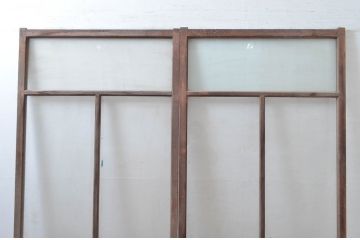 アンティーク建具　腰板のデザインが良いガラス戸2枚セット(引き戸)(R-081587)