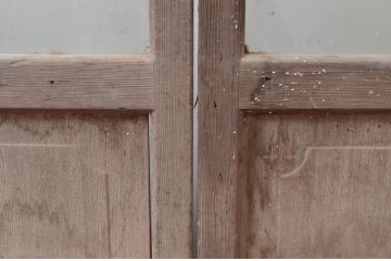 アンティーク建具　腰板のデザインが良いガラス戸2枚セット(引き戸)(R-081587)