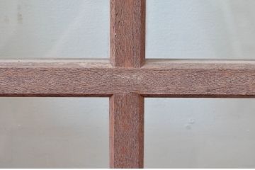 アンティーク建具　レトロな空間作りにおすすめな升目(マス目)のFIX窓2枚セット(きつね格子、狐格子、格子窓、ガラス欄間、明り取り、明かり取り、嵌め殺し、FIX窓、フィックス)(R-081589)