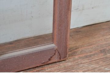 アンティーク建具　レトロな空間作りにおすすめな升目(マス目)のFIX窓2枚セット(きつね格子、狐格子、格子窓、ガラス欄間、明り取り、明かり取り、嵌め殺し、FIX窓、フィックス)(R-081589)
