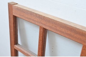 アンティーク建具　レトロな空間作りにおすすめな升目(マス目)のFIX窓2枚セット(きつね格子、狐格子、格子窓、ガラス欄間、明り取り、明かり取り、嵌め殺し、FIX窓、フィックス)(R-081589)