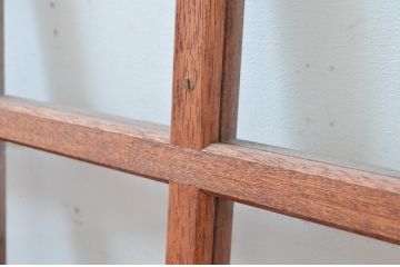 アンティーク建具　レトロな空間作りにおすすめな升目(マス目)のFIX窓2枚セット(きつね格子、狐格子、格子窓、ガラス欄間、明り取り、明かり取り、嵌め殺し、FIX窓、フィックス)(R-081589)