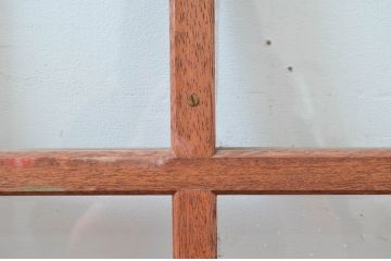アンティーク建具　レトロな空間作りにおすすめな升目(マス目)のFIX窓2枚セット(きつね格子、狐格子、格子窓、ガラス欄間、明り取り、明かり取り、嵌め殺し、FIX窓、フィックス)(R-081589)