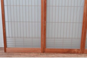 アンティーク建具　片面ガラス　シンプルな佇まいが落ち着きのある空間を演出する書院戸4枚セット(窓、引き戸、ガラス戸)(R-081590)