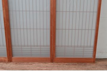 アンティーク建具　片面ガラス　シンプルな佇まいが落ち着きのある空間を演出する書院戸4枚セット(窓、引き戸、ガラス戸)(R-081590)