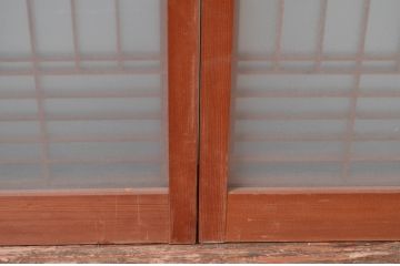アンティーク建具　片面ガラス　シンプルな佇まいが落ち着きのある空間を演出する書院戸4枚セット(窓、引き戸、ガラス戸)(R-081590)