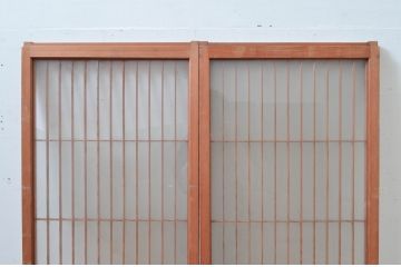 ビンテージ建具　両面ガラス　和モダンな空間を演出する書院戸2枚セット(窓、引き戸、ガラス戸、ヴィンテージ)(R-081591)