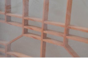 ビンテージ建具　両面ガラス　和モダンな空間を演出する書院戸2枚セット(窓、引き戸、ガラス戸、ヴィンテージ)(R-081591)