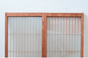 ビンテージ建具　両面ガラス　和モダンな空間を演出する書院戸2枚セット(窓、引き戸、ガラス戸、ヴィンテージ)(R-081591)
