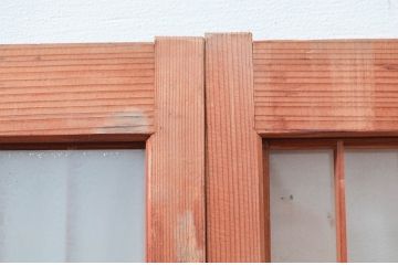 ビンテージ建具　両面ガラス　和モダンな空間を演出する書院戸2枚セット(窓、引き戸、ガラス戸、ヴィンテージ)(R-081591)