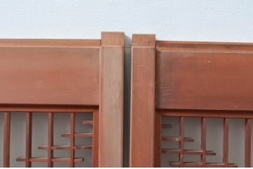 ビンテージ建具　片面ガラス　上質な和の空間を演出する書院戸2枚セット(窓、引き戸、ガラス戸、組子、ヴィンテージ)(R-081592)