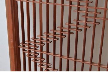 ビンテージ建具　片面ガラス　上質な和の空間を演出する書院戸2枚セット(窓、引き戸、ガラス戸、組子、ヴィンテージ)(R-081592)