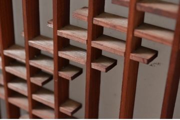 ビンテージ建具　片面ガラス　上質な和の空間を演出する書院戸2枚セット(窓、引き戸、ガラス戸、組子、ヴィンテージ)(R-081592)