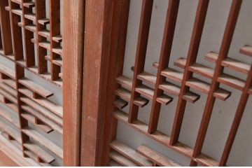 ビンテージ建具　片面ガラス　上質な和の空間を演出する書院戸2枚セット(窓、引き戸、ガラス戸、組子、ヴィンテージ)(R-081592)