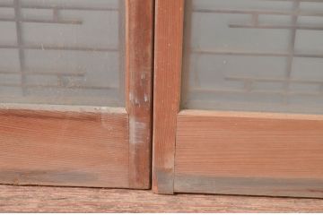 ビンテージ建具　片面ガラス　上質な和の空間を演出する書院戸2枚セット(窓、引き戸、ガラス戸、組子、ヴィンテージ)(R-081592)