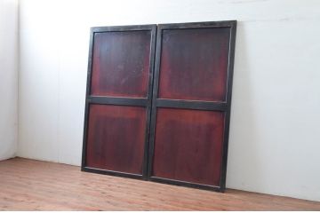 アンティーク建具　和モダンな空間を演出する帯戸2枚セット(引き戸、板戸)(R-081594)