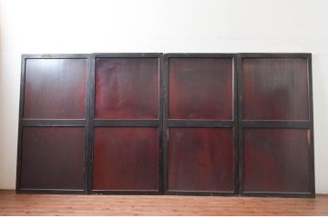 アンティーク建具　古民家風インテリアにおすすめの帯戸4枚セット(板戸、引き戸)(R-081595)