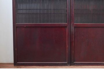 アンティーク建具　漆塗り　上質な和の空間を演出する格子帯戸3枚セット(引き戸、板戸、格子戸)(R-081599)