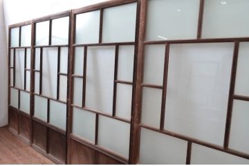 アンティーク建具　大正ロマンなお部屋に取り入れたいガラス戸4枚セット(引き戸)(R-081600)