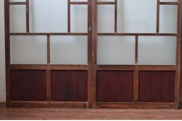 アンティーク建具　大正ロマンなお部屋に取り入れたいガラス戸4枚セット(引き戸)(R-081600)