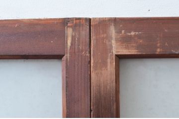 アンティーク建具　昭和初期～中期　大正ロマンの趣を残す縦桟意匠の窓4枚セット　(R-081602)