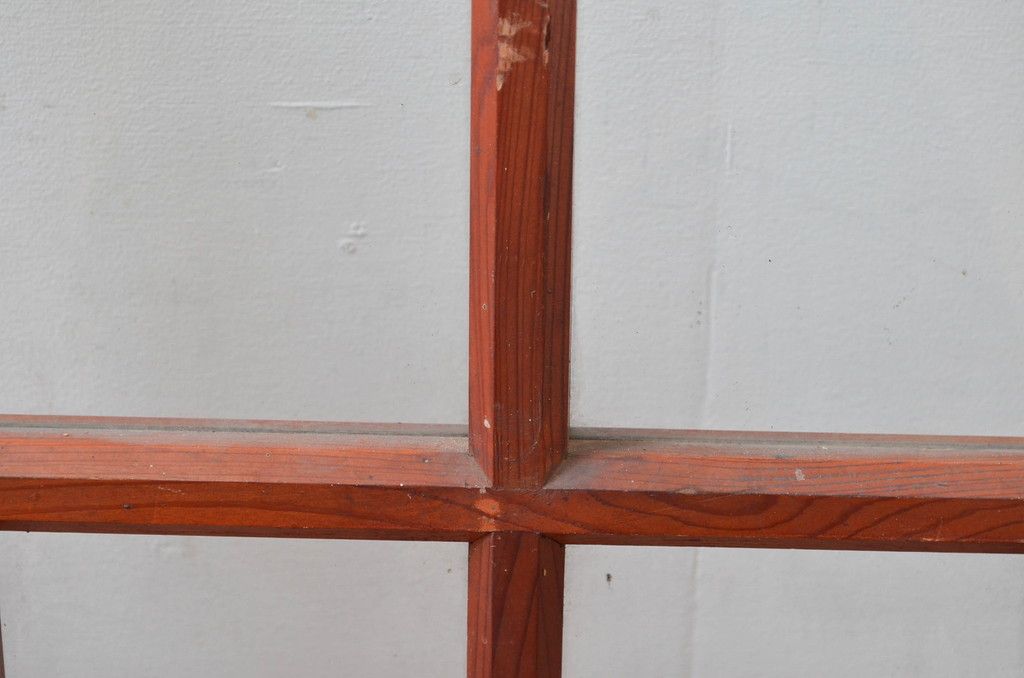 アンティーク建具　昭和初期～中期　大正ロマンの趣を残す縦桟意匠の窓2枚セット　(R-081603)