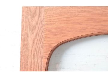 中古　美品　職人手作り　楢(ナラ)材　アーチ型のデザインがおしゃれな引き戸1枚(ガラス戸、建具)(R-081604)