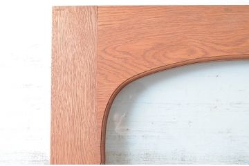 中古　美品　職人手作り　楢(ナラ)材　アーチ型のデザインがおしゃれな引き戸1枚(ガラス戸、建具)(R-081604)